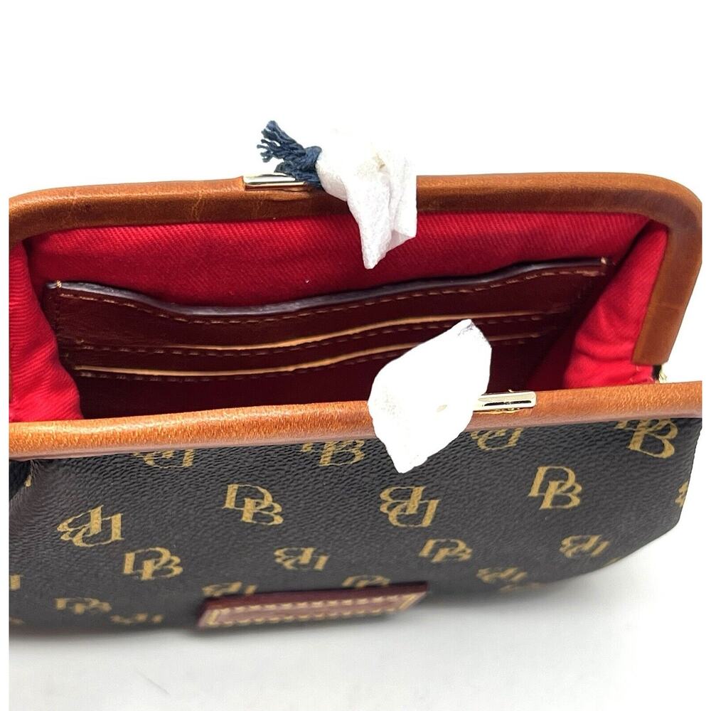 Dooney & Bourke Gretta Large Frame Purse Wallet Kiss Lock BROWN TMORO NWT Logo - Picture 10 of 16